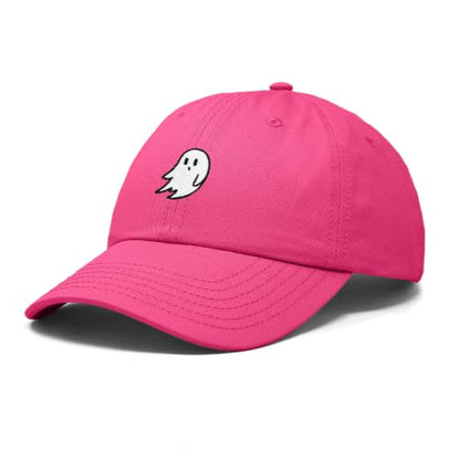DALIX Ghost Embroidered Mens Womens Cotton Dad Hat Baseball Cap Adjustable - color: Hot Pink