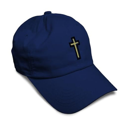 Soft Baseball Hat Embroidered Dad Hat Chaplain Cross Jesus God Christian Faith Men & Ladies Baseball Cap - color: Navy Design Only