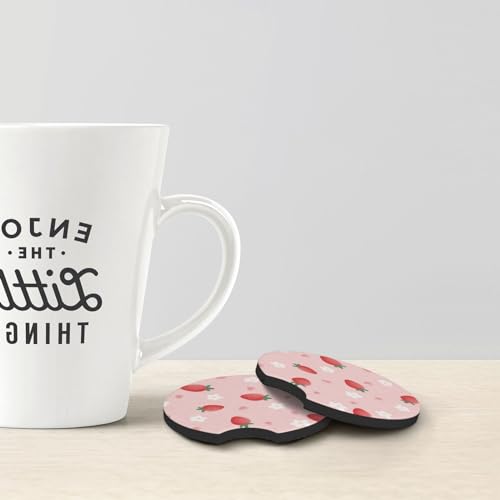 KARREAL 2 Pcs Car Cup Coasters - Cute Strawberry - color: Strawberry