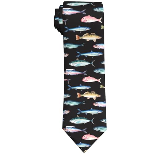 Men's Neckties, Novelty Printed Skinny Tie for Work Casual Party - color: Fish
