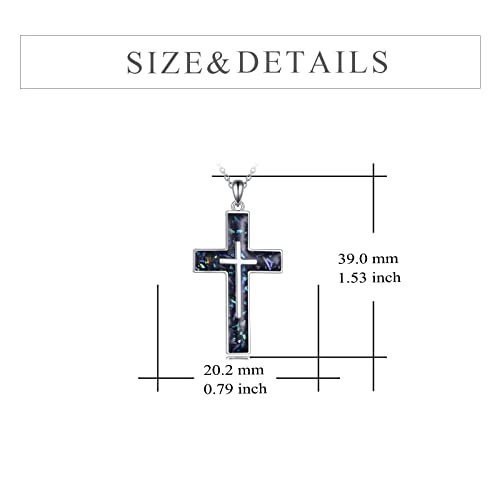 YFN Cross Necklace Sterling Silver Religious Cross Pendant Jewelry Christian Gifts for Women Men - style: A. Abalone Shell Randomized