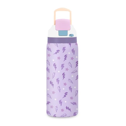 Purple 32oz Insulated Water Bottle, Women Gift, Handle and 2-in-1 Lid, 1PCS - color: Lightning-Purple