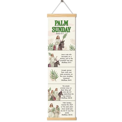 Bible Lesson, Palm Sunday Poster, Bible Posters for Kids Classroom, Inspirational Christian Posters, Sunday School Decorations for Classroom, Family Hanging of Scripture and Words Decorations 08 - color: Style 8