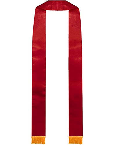 IvyRobes Unisex-adult's Satin Clergy Stole with Embroidery Cross 90"-4 Colors Available - color: Red
