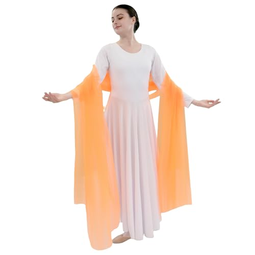 Danzcue Praise Dance Chiffon Solid Color Dance Scarf - color: Orange