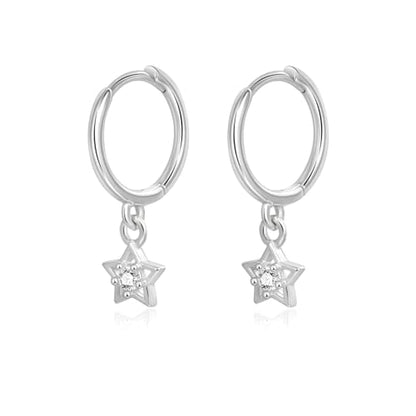 925 Sterling Silver Dangle Earrings Heart Star Cross Drop Earrings Dainty Gold Trendy Cute Earrings for Women - color: Star, silver