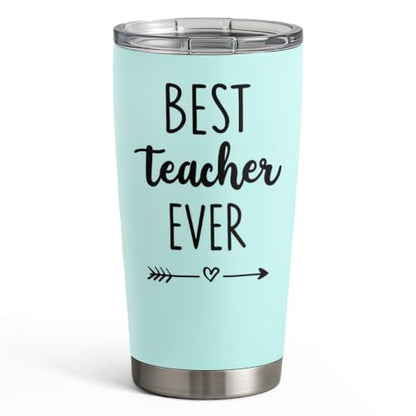 SANDJEST Teacher Tumbler - Best Teacher Ever Travel Coffee Mug Appreciation Gift for Teachers - 20oz Stainless Steel Tumblers Awesome Gifts for Birthday, Christmas, Graduation Day, Back To School - color: Teacher