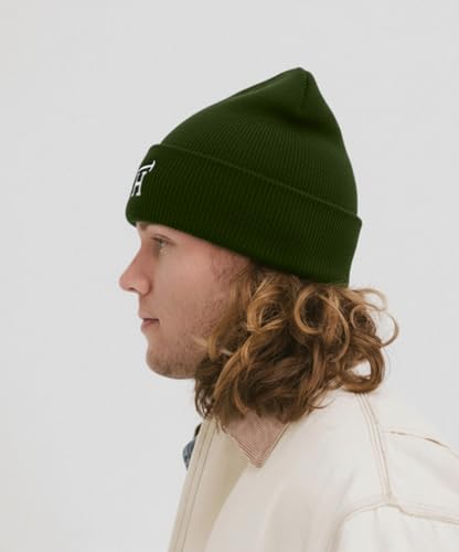 Christian Jesus Cross Beanie - Faith Winter Beanie Hats for Men Women - Religious Gifts for Christmas & New Years - color: Faith-white Cross/Olive Green