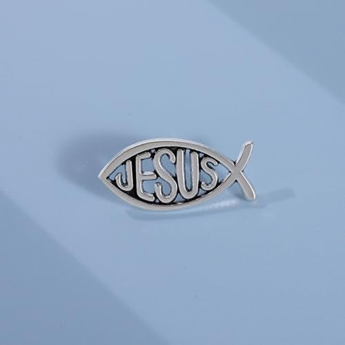 Tie Pins for Men,Lapel Pin for Men,Cross Pin,Jesus Fish Brooch,Cartoon Fish Pin Christian Jewelry Lapel Pin for Religious Lapel Pin Gift