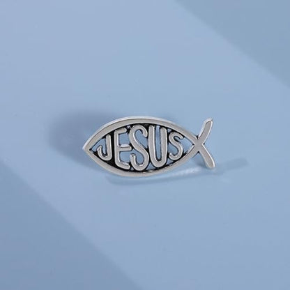 Tie Pins for Men,Lapel Pin for Men,Cross Pin,Jesus Fish Brooch,Cartoon Fish Pin Christian Jewelry Lapel Pin for Religious Lapel Pin Gift