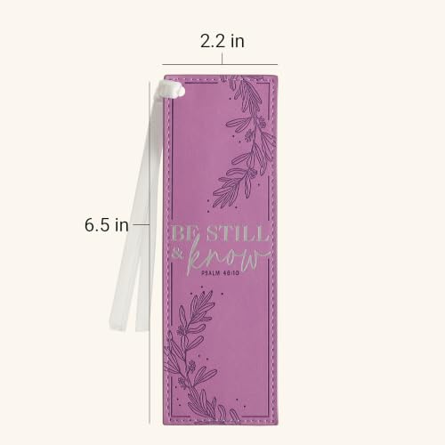 Christian Art Gifts Faux Leather Bookmark for Women: Be Still and Know - color: Purple - Be Still