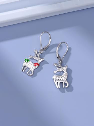 Dorunmo 925 Sterling Silver Dangle Drop Earrings for Women Holiday Earrings Hypoallergenic Halloween Christmas Jewelry Festival Gifts for Women - style: Christmas-Reindeer-02