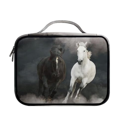 Bible Cover Church Carrying Book Case Polyester Bible Protective with Pen Slots and Zippered Pocket Customizable - color: Brown and White Horse