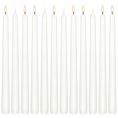 12 Pack 10 inch White Taper Candles, Dripless Smokeless Unscented - color: White, size: 12Pack