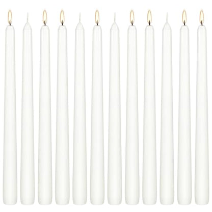 12 Pack 10 inch White Taper Candles, Dripless Smokeless Unscented - color: White, size: 12Pack