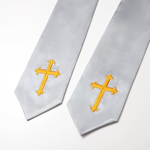 Clergy Stole & Choir Stole with Embroidered 60/72" - color: Gray, size: 60 inch