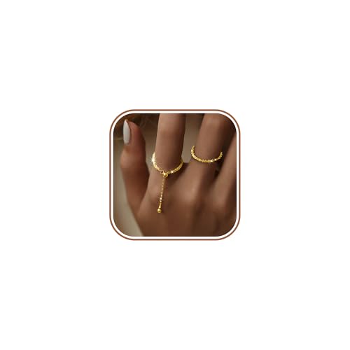 925 Sterling Silver Adjustable Link Chain Rings for Women Daughter - color: Gold
