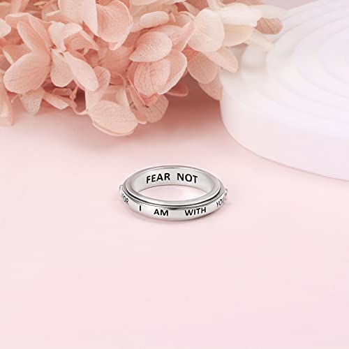 Alphm Spinner Ring S925 Sterling Silver Fidget Anxiety Worry Inspirational Band Fidget Relieving Boredom ADHD Autism Rings for Men Women Teens - size: 9