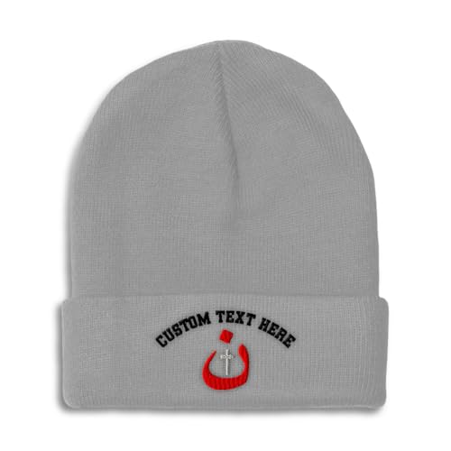 Custom Beanies for Men Christian Nazarene Jesus God Christ Skull Cap Winter Hats Women Acrylic One Size - color: Light Grey Personalized Text Here