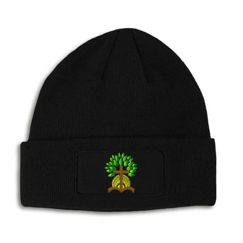 Patch Beanie Christian Cross and Sunrise Faith Jesus Christ Skull Cap Hats for Men & Women Acrylic One Size - color: Black Design Only