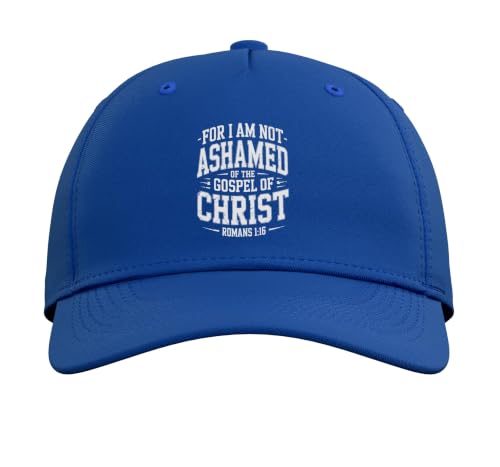 Not Ashamed Gospel Bible Verse God Jesus Christian Adjustable Baseball Hat - color: Royal Blue
