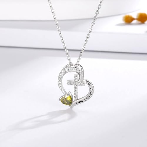 MANBU Sterling Silver Cross I am a Child of God Necklace for Girls - style: 08-August