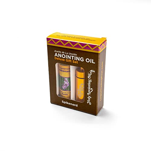 Spikenard Anointing Oil from Israel Boxed Gift Set with Dispenser, Holy Jerusalem Oil & Gold Metal Keychain Bottle Container, Plastic Dropper & Small Glass Vial, Aceite Ungido y Botella - color: Gold, style: Spikenard