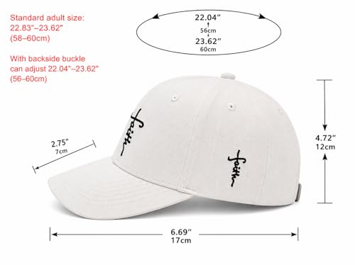 Christian Faith Cross Hats, Embroidered Baseball Caps for Men & Women - color: White