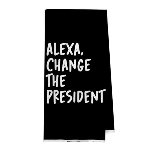 Black Funny Political Kitchen Towels 16x24 Inch, Funny Hand Towels for Bathroom Decor, Change the President Dish Towel Drying Cloth for Kitchen - color: Black