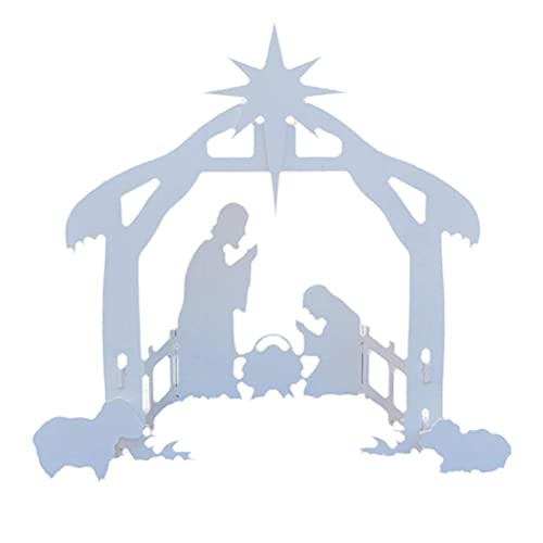 Brrnoo Christmas Nativity Scene, Holy Family Outdoor Yard Decoration, PP Elegant Durable Stable Easy Assemble White