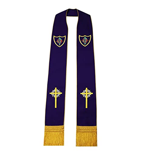 BLESSUME Church Clergy Pastor Cross Embroidered Stole - color: Purple 2