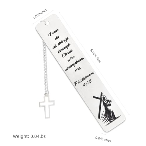 Metal Material Christian Bookmarks with Quote,Silver Bible Bookmark, Jesus Bookmark for Reading and Serenity Prayer