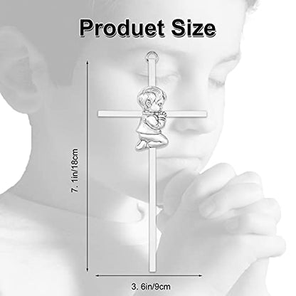 Tryuunion Baby Wall Cross Baptism Gifts for Boys, 7-inch Silver Blessing Boy Baptism Crosses for First Holy Communion Christening and Dedication Baptismal Gifts from Godparents - color: Silver Boy