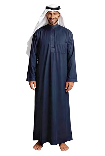 HOMELEX Men's Thobe Kaftan Arab Robe - color: Blue-2, size: Small