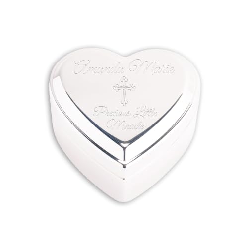 Cherished Moments Personalized Cross Jewelry Box, Heart Keepsake - color: Silver-Custom Cross