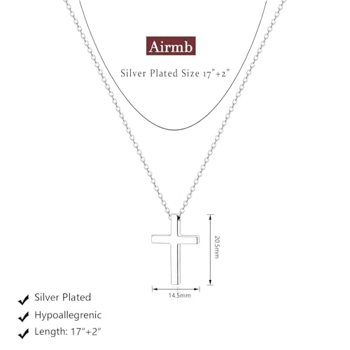 Airmb Cross Necklace for Women Choker 14K Gold/925 Silver Plated Dainty Choker Small Cross Pendant Trendy Cute Cross Charm Delicate Necklace Hypoallergenic Faith Jewelry Religious Gifts for Women - color: Silver-Classic Cross