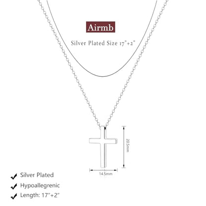 Airmb Cross Necklace for Women Choker 14K Gold/925 Silver Plated Dainty Choker Small Cross Pendant Trendy Cute Cross Charm Delicate Necklace Hypoallergenic Faith Jewelry Religious Gifts for Women - color: Silver-Classic Cross