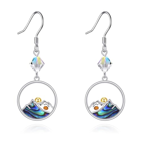 AOBOCO Mustard Seed Earrings for Women Sterling Silver Mountain Cross Earrings Dangle Christian Religion Jewelry Mothers Day Birthday for Mom Wife Friends - style: Round Mountain Hooks
