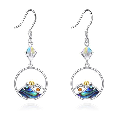 AOBOCO Mustard Seed Earrings for Women Sterling Silver Mountain Cross Earrings Dangle Christian Religion Jewelry Mothers Day Birthday for Mom Wife Friends - style: Round Mountain Hooks