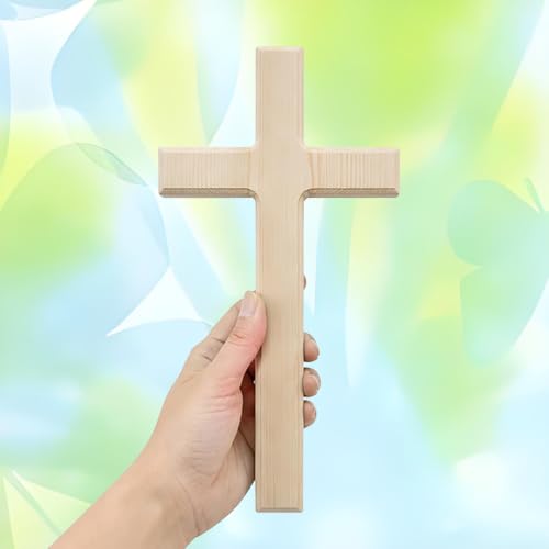 M UPTAOSUI 13in Pine Wood Cross Wall Decor, Religious Farmhouse Rustic