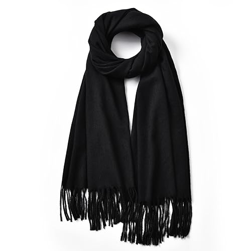 Clothirily Womens Winter Scarf, Oversized Long Blanket Plaid Shawl Wrap - color: Black