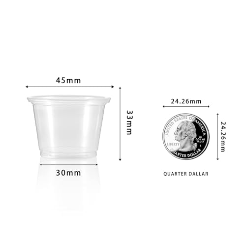 1000 Count-1oz Plastic Shot Glasses Mini Disposable Cups Perfect Container for Jello Shots, Condiments, Tasting, Sauce, Dipping, Samples - size: 1oz-1000Count