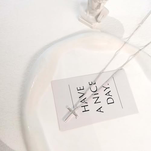 Airmb Cross Necklace for Women Choker 14K Gold/925 Silver Plated Dainty Choker Small Cross Pendant Trendy Cute Cross Charm Delicate Necklace Hypoallergenic Faith Jewelry Religious Gifts for Women - color: Silver-Classic Cross