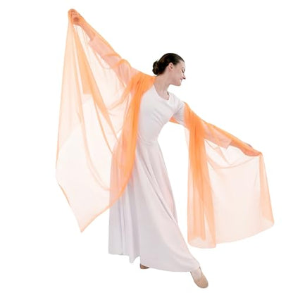 Danzcue Praise Dance Chiffon Solid Color Dance Scarf - color: Orange