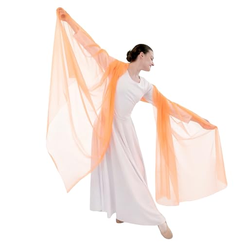 Danzcue Praise Dance Chiffon Solid Color Dance Scarf - color: Orange