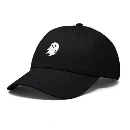 DALIX Ghost Embroidered Mens Womens Cotton Dad Hat Baseball Cap Adjustable - color: Black