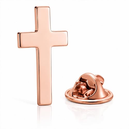 Cross Pin for Women Christian Lapel Brooch Religious Faith Jewelry - color: A3:rose gold
