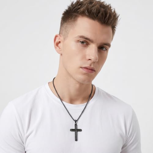 14K Gold Plated Cross Pendant Necklace Christian Jewelry Religious Gift - color: A02-Cross Black
