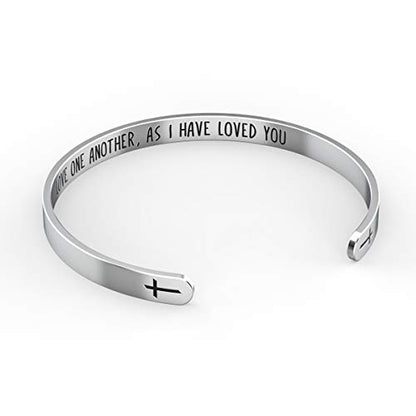 Happy Kisses Love One Another As I Have Loved You Cross Bracelet – Religious Bracelet – John 15:12 — Catholic or Christian Women & Girls - style: Love One Another