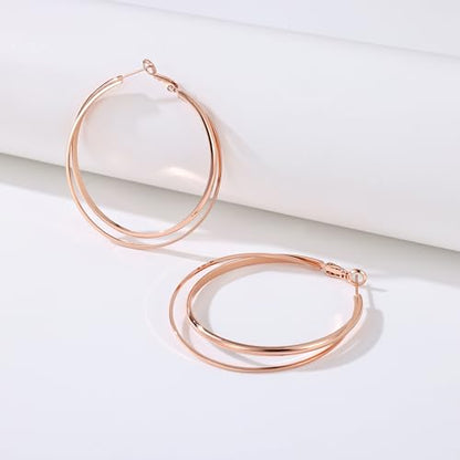 Gacimy Criss Cross Hoop Earrings for Women, 14K Gold Plated Hoops - color: Rose Gold, size: 50mm
